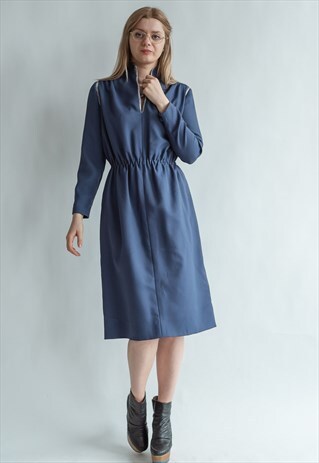 VINTAGE 80S MIDI DRESS IN BLUE