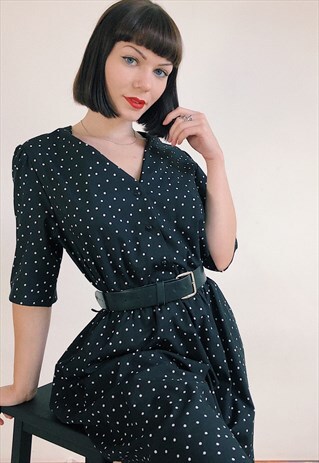 VINTAGE 90S ST MICHAEL POLKA DOT MIDI DRESS