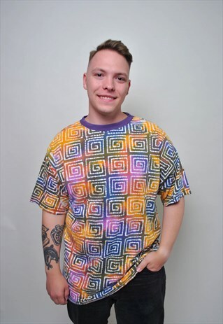 90's festival tee shirt, multicolor rave t-shirt
