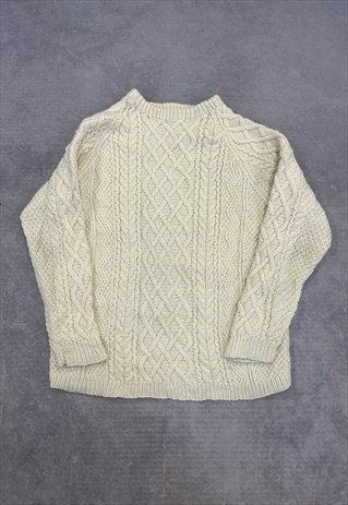 VINTAGE KNITTED JUMPER CABLE KNIT PATTERNED CHUNKY KNIT