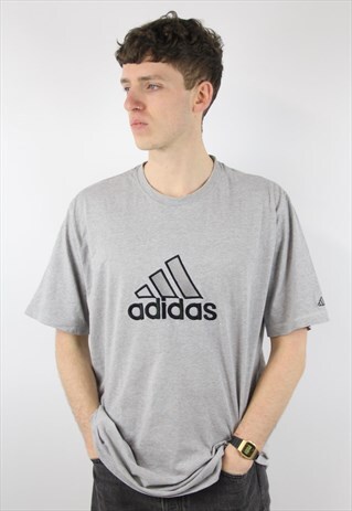 VINTAGE ADIDAS GREY PRINT T-SHIRT
