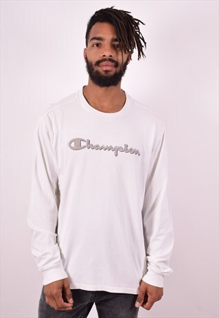 CHAMPION MENS VINTAGE TOP LONG SLEEVE XL WHITE 90S