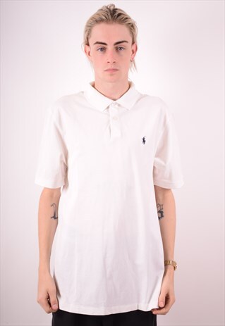 POLO RALPH LAUREN MENS VINTAGE POLO SHIRT XL WHITE 90S
