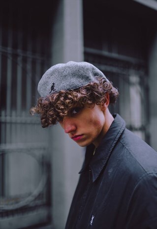 VINTAGE ASH GREY KANGOL EMBROIDERED SPELL OUT FLAT CAP