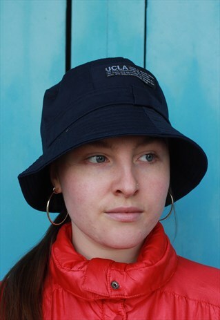 NAVY BLUE MINIMAL FESTIVAL SUMMER BUCKET HAT
