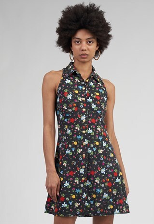 VINTAGE RARE FLORAL EARLY 90'S FLORAL MOSCHINO MINI DRESS