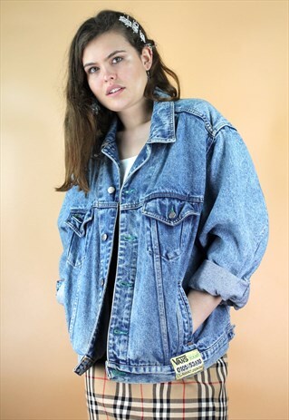 VINTAGE 90S Y2K VANS LIGHT BLUE DENIM JACKET OVERSIZED