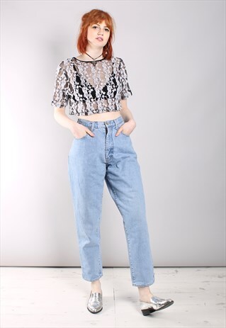 VINTAGE 80S LIGHT BLUE HIGH WAISTED MOM JEANS
