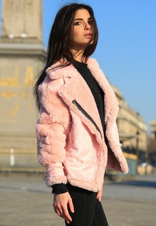 FAUX FUR LINING BIKER JACKET