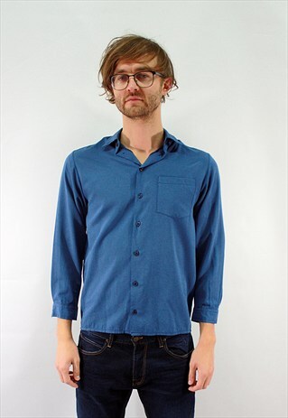 VINTAGE 70'S BLUE SHIRT WITH BUTTONS AND 3/4 SLEEVES