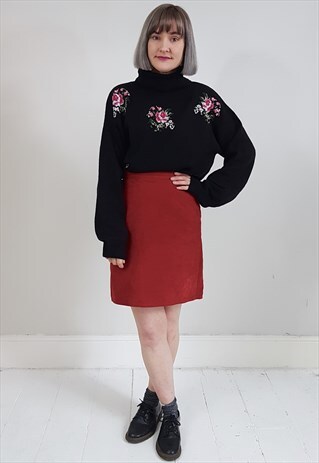 VINTAGE 80'S RED SUEDE MINI SKIRT