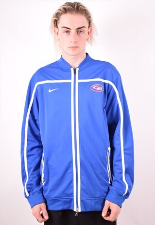 NIKE MENS VINTAGE TRACKSUIT TOP JACKET LARGE BLUE 90S