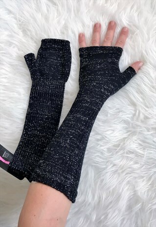 BLACK GLITTER ARMWARMER GLOVES
