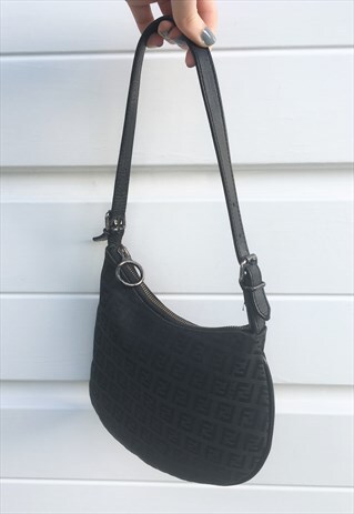 WOMENS FENDI HANDBAG IN BLACK ALL OVER MONOGRAM PRINT