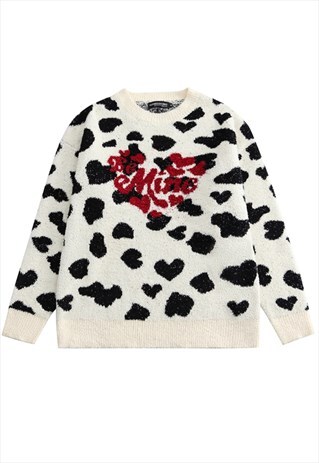 KALODIS COW SPOTS ROUND NECK KNITTED SWEATER