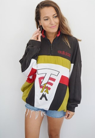 RARE 80'S ADIDAS TEAM 1/4 ZIP VINTAGE SWEATSHIRT