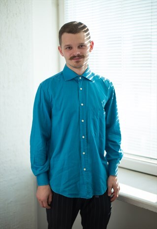 VINTAGE 90'S BLUE LONG SLEEVED COTTON SHIRT