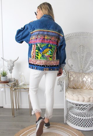 VINTAGE JEANS JACKET ETHNIC EMBROIDERY