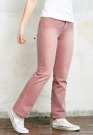 VINTAGE 80S STRIPED RED JEANS