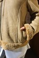 PALE TAN REAL SUEDE SHEARLING LINED WINTER JACKET