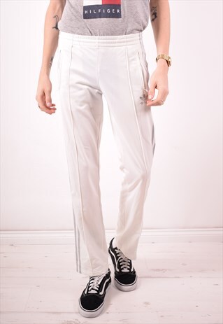 ADIDAS MENS VINTAGE TRACKSUIT TROUSERS W32 L31 WHITE 90S