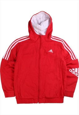 Vintage  Adidas Hoodie Full Zip Up Heavyweight Red Large