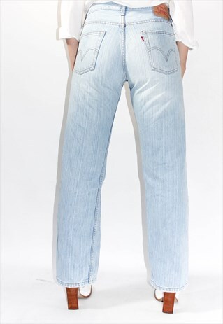 VINTAGE 90'S BLUE STRIPED WIDE STRAIGHT LEG LEVI'S