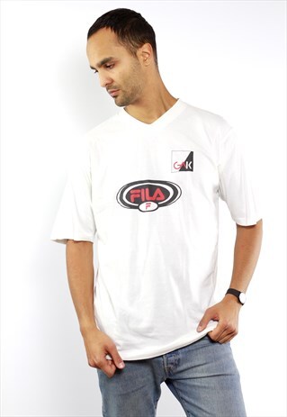 WHITE FILA T-SHIRT VINTAGE FILA 90S SHIRT