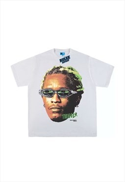 White Young Thug Graphic Cotton Fans T shirt tee 