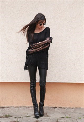 DESTROYED SWEATER/OVERSIZED TOP/OFFSHOULDER KNITBLOUSE/F1545