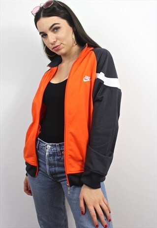 90'S RETRO BLACK AND ORANGE TRACK JACKET