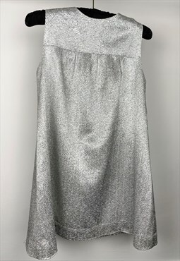 60's Vintage Ladies Silver Lurex Sleeveless Blouse/Tunic