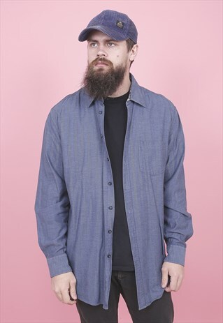VINTAGE BLUE HEAVY COTTON SHIRT /R10123