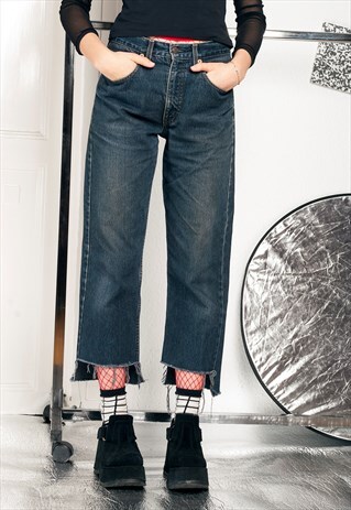 REWORKED LEVI'S JEANS - 80S VINTAGE FRAYED HEM DENIM