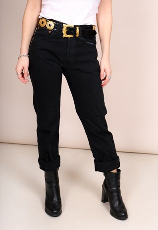 VINTAGE 90S HIGH WAISTED BLACK MOM JEANS