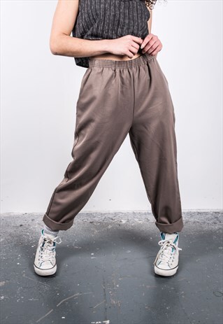 VINTAGE 1990S BEIGE HIGH-WAISTED TROUSERS