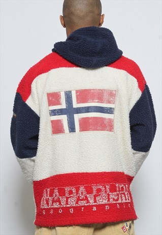 VINTAGE NAPAPIJRI WHITE HOODED FLEECE