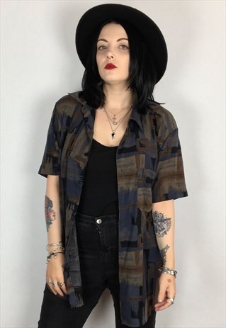 VINTAGE BHS ABSTRACT PRINT SHIRT SIZE MEDIUM