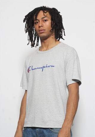 VINTAGE CHAMPION LOGO T-SHIRT GREY