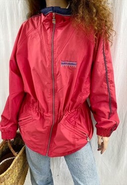 Vintage 90s retro oversized parka jacket in red