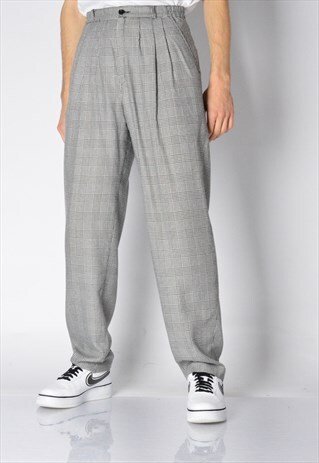 VINTAGE 90S BLACK AND WHITE HOUNDSTOOTH CHECK PANTS