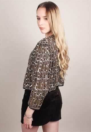 VINTAGE SEQUIN PARTY BOLERO JACKET ASM1882
