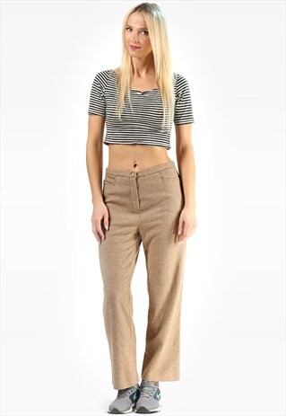 RETRO 70S CHECKED WOOL ANKLE PANTS GINGHAM PLAID
