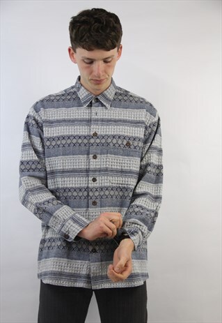 VINTAGE 90'S NAVAJO BLUE PATTERNED SHIRT