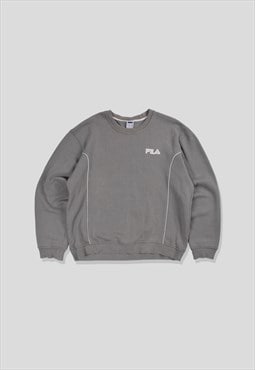 Vintage 90s FILA Embroidered Logo Sweatshirt in Grey