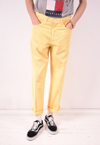TRUSSARDI MENS VINTAGE TROUSERS W32 L30 YELLOW 90S