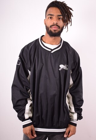 RUSSELL ATHLETIC MENS VINTAGE PULLOVER JACKET XXL BLACK 90S
