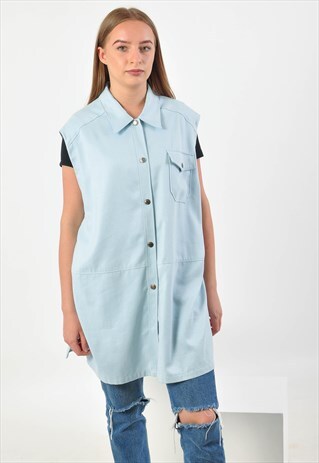 VINTAGE SLEEVLESS SHIRT IN BLUE