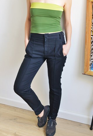 VINTAGE 90'S HIGH WAIST SLIM FIT TROUSERS BLACK