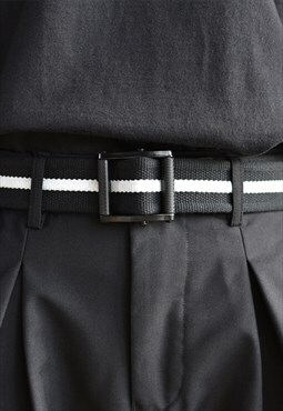 Black Striped canvas Cargo Belt Y2k Unisex Techwear